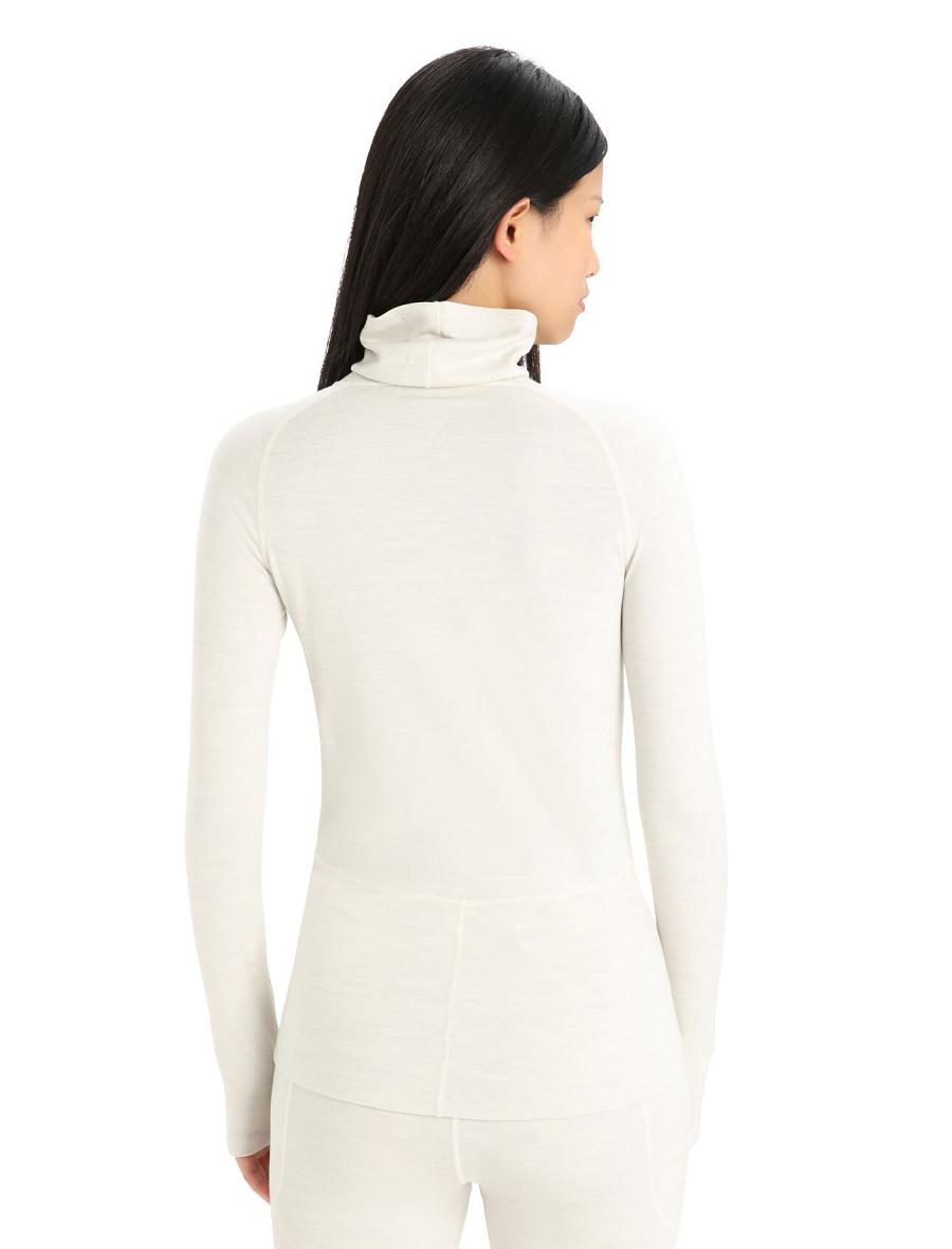 Women's Icebreaker MerinoFine™ Long Sleeve Roll Neck Base Layers Ecru Heather | CA 1052RVDW